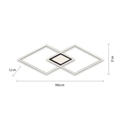 LED plafondlamp Asmin, CCT, zwart, 106x37cm
