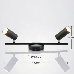 LED plafondlamp Camille, zwart, twee lampjes