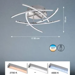 LED plafondlamp Cross tunable white, 5 lamp, chr