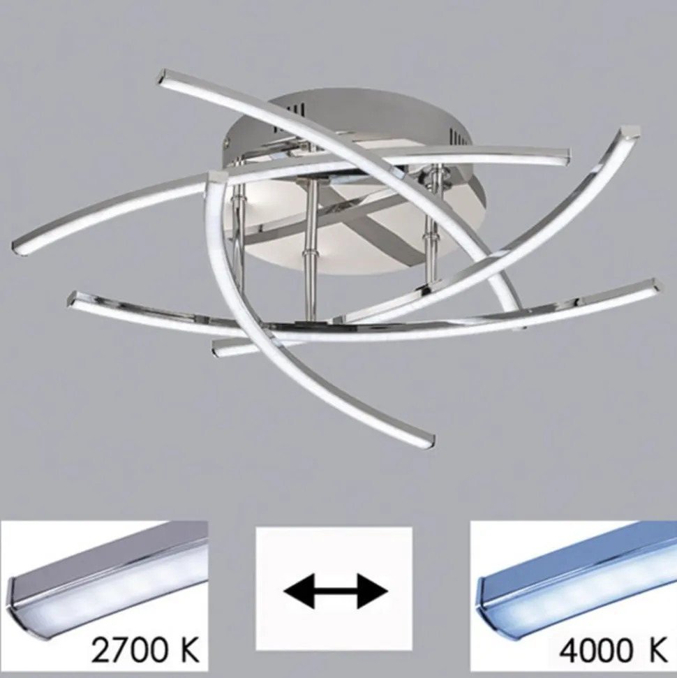 LED plafondlamp Cross tunable white, 5 lamp, chr
