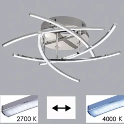 LED plafondlamp Cross tunable white, 5 lamp, chr