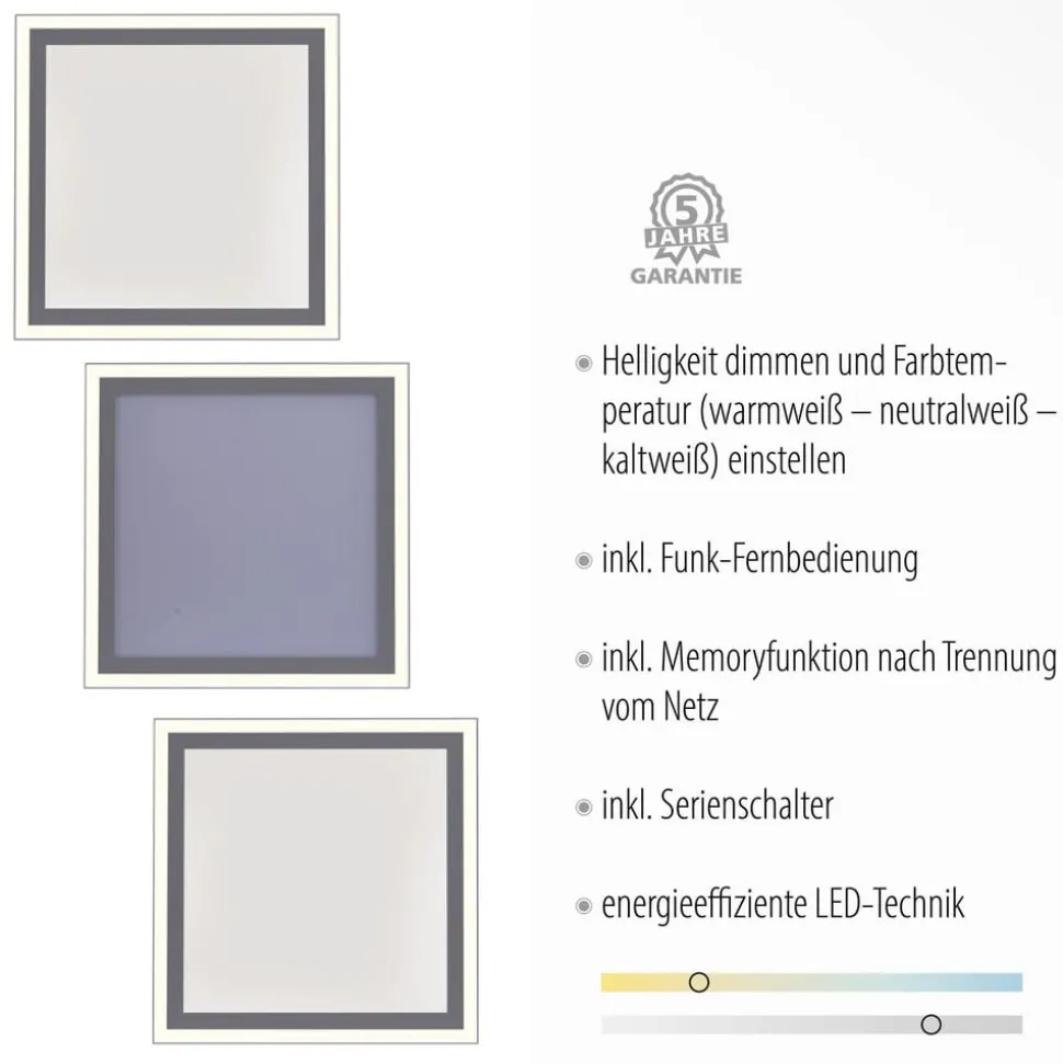 LED plafondlamp Edging, tunable white, 31x31 cm