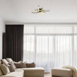 LED plafondlamp Evita in houtoptiek