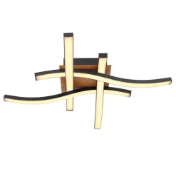 LED plafondlamp Evita in houtoptiek