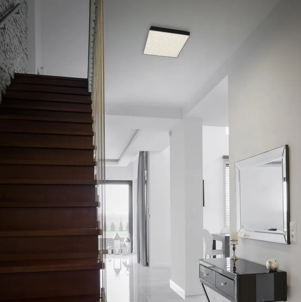 LED plafondlamp Flame Star, 21,2 x 21,2 cm zwart