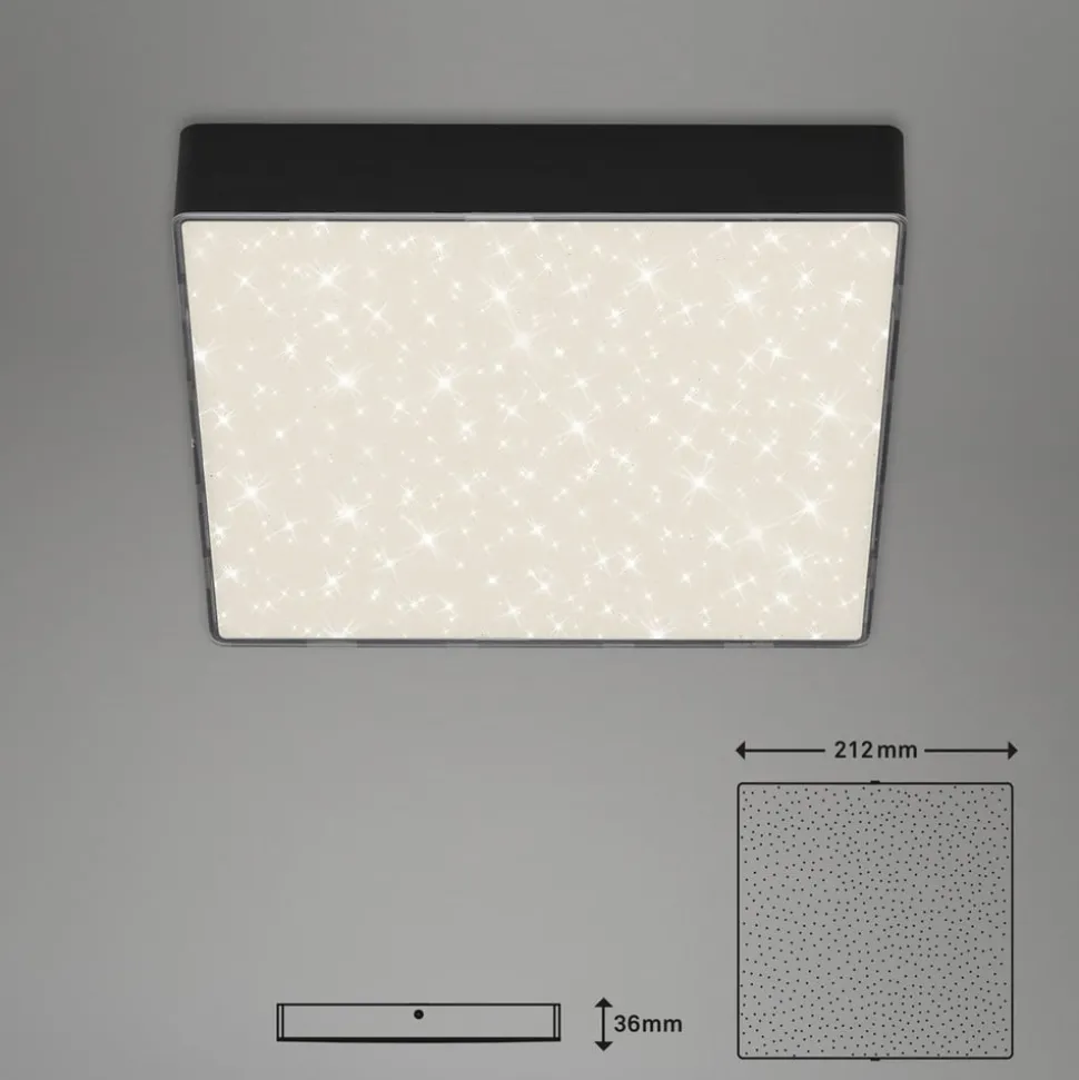 LED plafondlamp Flame Star, 21,2 x 21,2 cm zwart