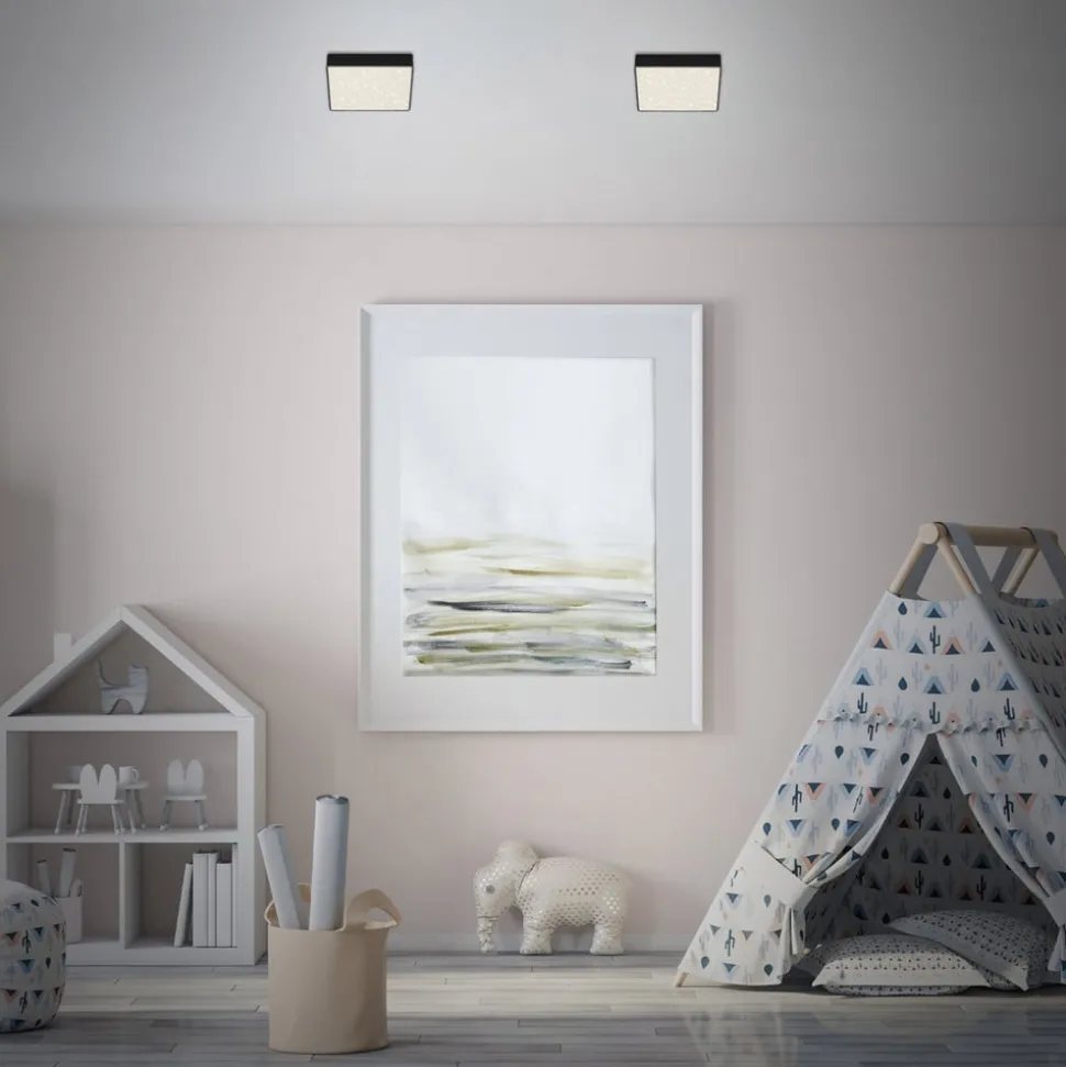 LED plafondlamp Flame Star, 15,7 x 15,7 cm zwart