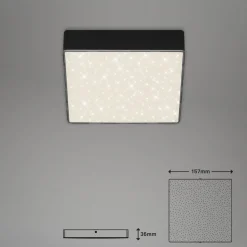 LED plafondlamp Flame Star, 15,7 x 15,7 cm zwart