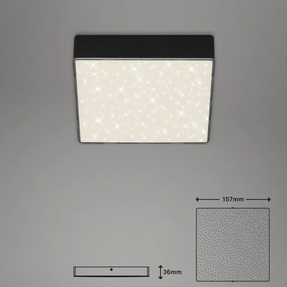 LED plafondlamp Flame Star, 15,7 x 15,7 cm zwart