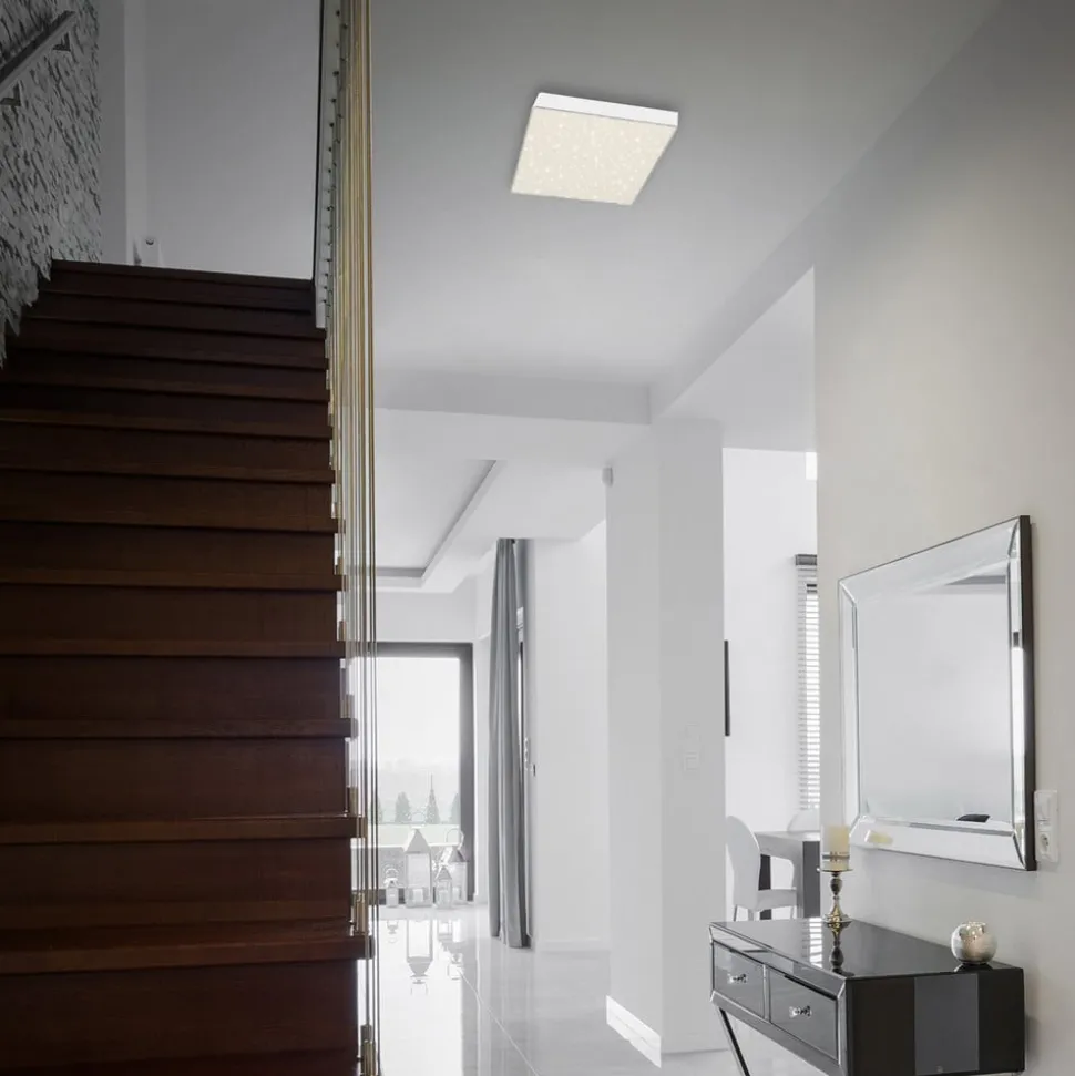 LED plafondlamp Flame Star, 21,2 x 21,2 cm wit