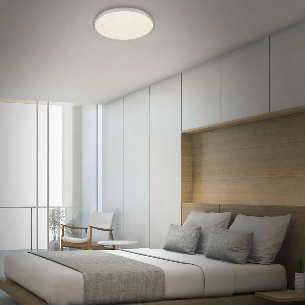 LED plafondlamp Flame Star, 840, Ø38,7 cm, zilver