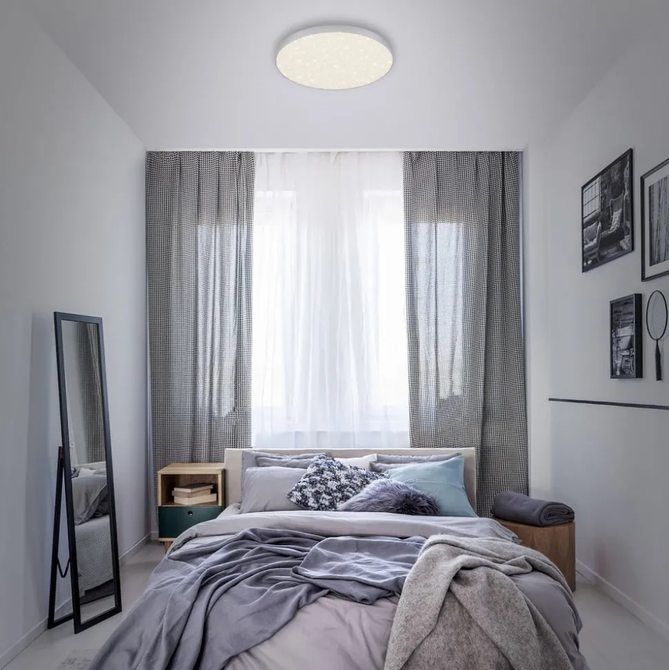 LED plafondlamp Flame Star, 840, Ø38,7 cm, zilver