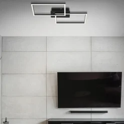 LED plafondlamp Frame CCT, zwart, 50x39cm