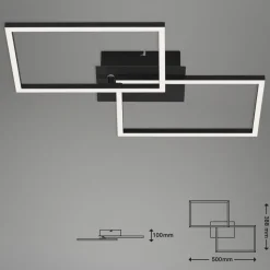 LED plafondlamp Frame CCT, zwart, 50x39cm
