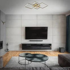 LED plafondlamp Frame, goud, dimbaar, 4-lamps