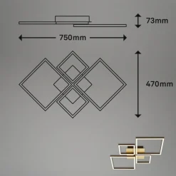 LED plafondlamp Frame, goud, dimbaar, 4-lamps