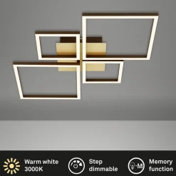 LED plafondlamp Frame, goud, dimbaar, 4-lamps