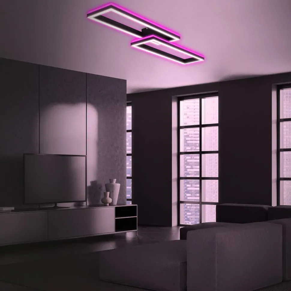 LED plafondlamp Frame 2-lamps RGBW backlight zwart