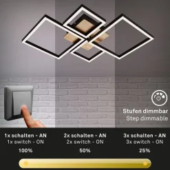 LED plafondlamp Frame, Step dim, 4-lamps hout