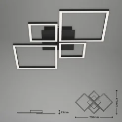 LED plafondlamp Frame, Step Dim, 4-lamps zwart
