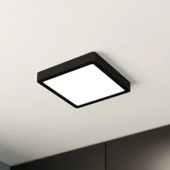 LED plafondlamp Fueva 5 IP44 3000K zwart 21x21cm