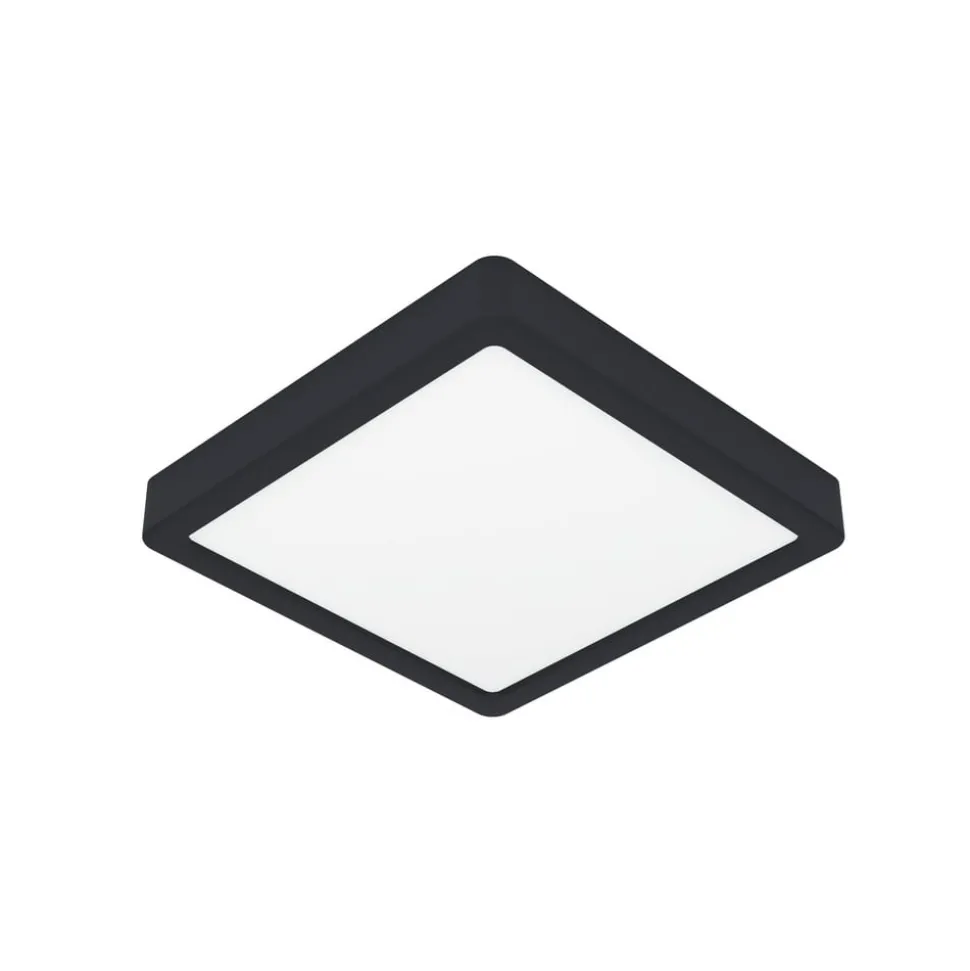 LED plafondlamp Fueva 5 IP44 3000K zwart 21x21cm