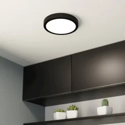 LED plafondlamp Fueva 5 IP44 3000K zwart Ø21cm