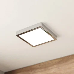 LED plafondlamp Fueva 5 IP44 3000K chroom 21x21cm