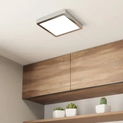 LED plafondlamp Fueva 5 IP44 3000K chroom 21x21cm