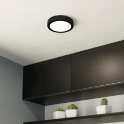 LED plafondlamp Fueva 5 IP44 3000K zwart Ø16cm