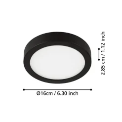 LED plafondlamp Fueva 5 IP44 3000K zwart Ø16cm