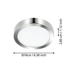 LED plafondlamp Fueva 5 IP44 3000K chroom Ø16cm