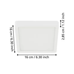 LED plafondlamp Fueva 5 IP44 3000K wit 16x16cm