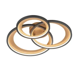 LED plafondlamp Granada, mat zwart/goud