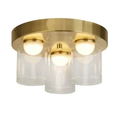 LED plafondlamp Highball, messingkleurig, IP44, glas