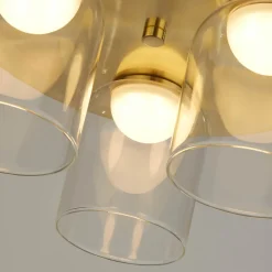 LED plafondlamp Highball, messingkleurig, IP44, glas