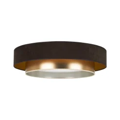 LED plafondlamp Luneta, fluweel bruin/goud, Ø 60 cm, 3-traps dimbaar