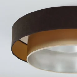 LED plafondlamp Luneta, fluweel bruin/goud, Ø 60 cm, 3-traps dimbaar