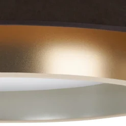 LED plafondlamp Luneta, fluweel bruin/goud, Ø 60 cm, 3-traps dimbaar