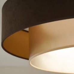 LED plafondlamp Luneta, fluweel bruin/goud, Ø 60 cm, 3-traps dimbaar