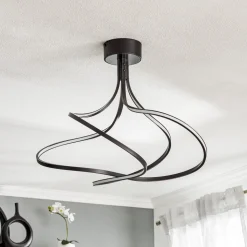 LED plafondlamp Lungo zwart, hoogte 42cm