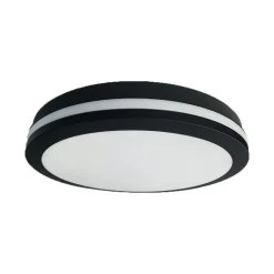 LED plafondlamp Marlon, Ø 22 cm, zwart, kunststof, IP54