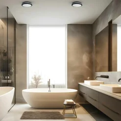 LED plafondlamp Marlon, Ø 22 cm, zwart, kunststof, IP54