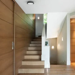 LED plafondlamp Marlon, Ø 22 cm, zwart, kunststof, IP54