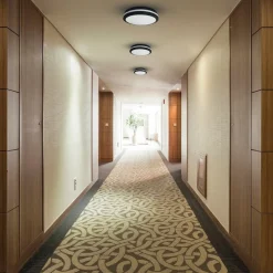 LED plafondlamp Marlon, Ø 40 cm, zwart, kunststof, IP54