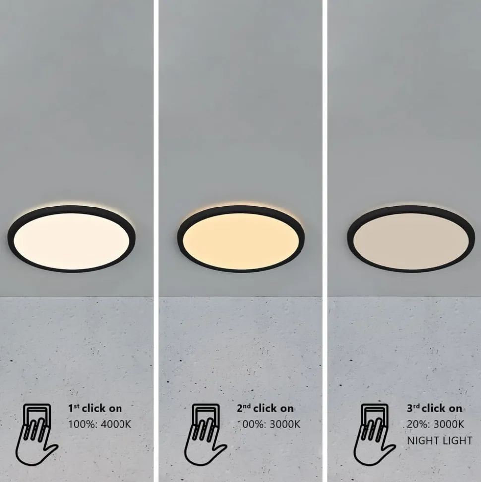 LED plafondlamp Oja 29 IP54 3.000/4.000K zwart