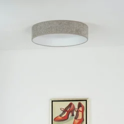 LED plafondlamp Plafond, Bouclé grijs, Ø 45 cm, 3-traps dimbaar