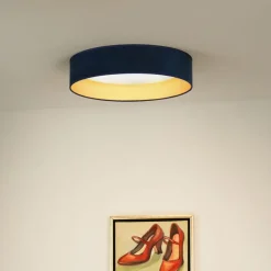 LED plafondlamp Plafond Samt donkerblauw, Ø 45 cm, 3-traps dimbaar