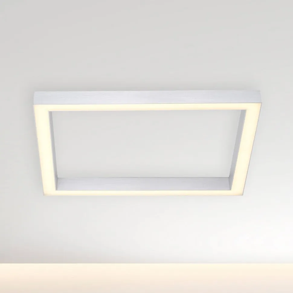 LED plafondlamp PURE Lines, 55 x 55 cm, zilver, CCT, afstandsbediening