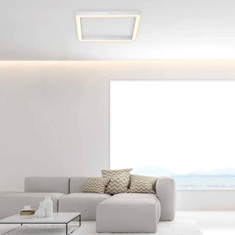 LED plafondlamp PURE Lines, 55 x 55 cm, zilver, CCT, afstandsbediening